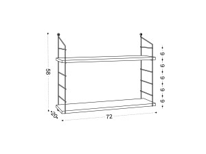 Armoni" wooden wall shelf - 72 x 20 x 58 cm - White