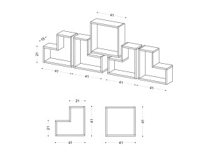 Elitra" wooden wall shelf - 180 x 15 x 59 cm - White