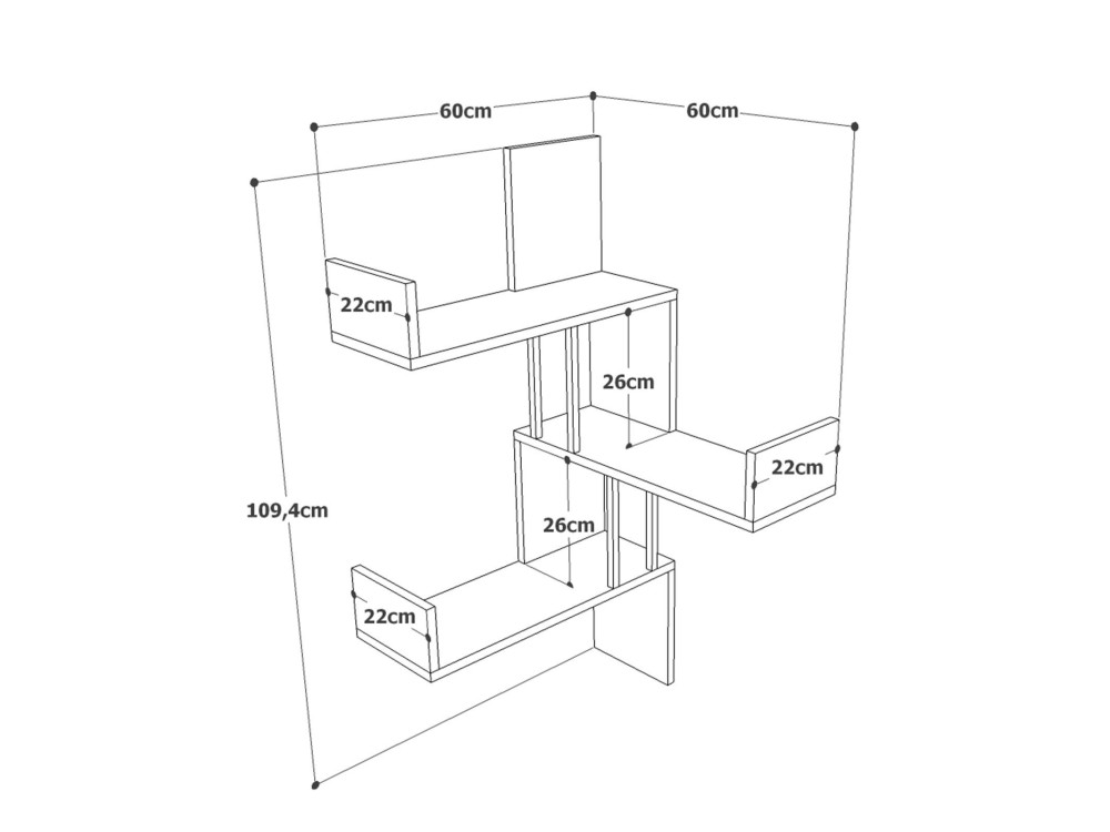 VG17" wooden wall shelf - 60 x 60 x...