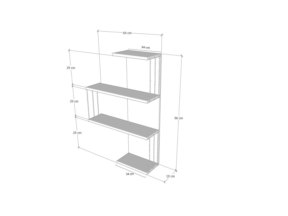 Cambel" wooden wall shelf - 64 x 19 x...