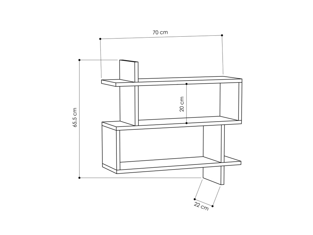 Paralel" wooden wall shelf - 70 x 22...