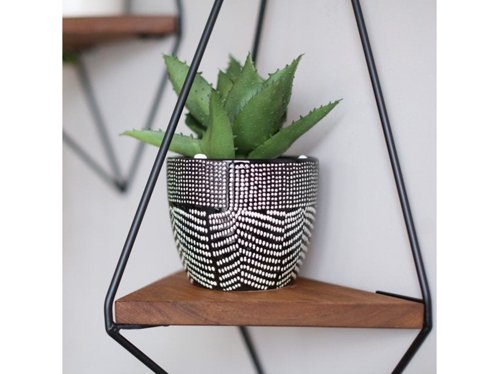 WR039" geometric wooden wall shelf -...