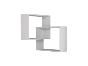 Set of 2 "Ring" wooden corner wall shelves - 68 x 60 x 68 cm - White