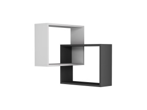 Set of 2 "Ring" wooden corner wall shelves - 68 x 60 x 68 cm - Charcoal grey