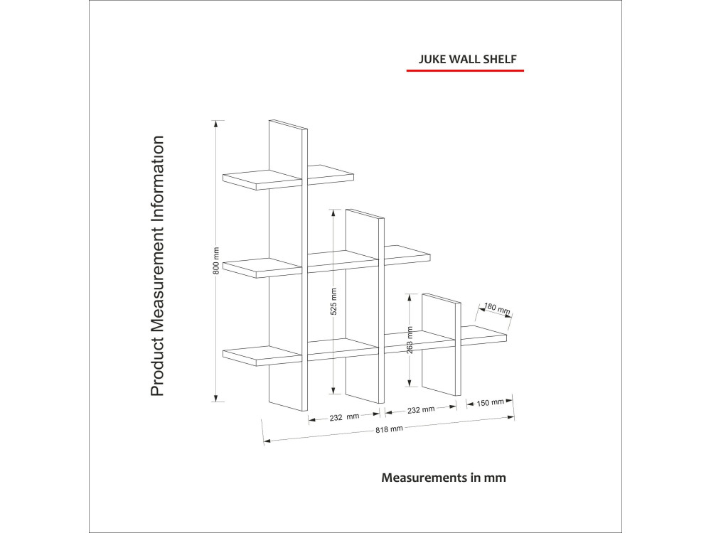 Juke" wooden wall shelf - 76 x 18 x...