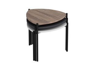Set of 3 "Lenny" wooden nesting coffee tables - 45 x 45 x 45 cm - Multicolored