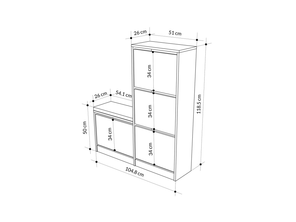 Dude" wooden shoe cabinet - 105 x 26...