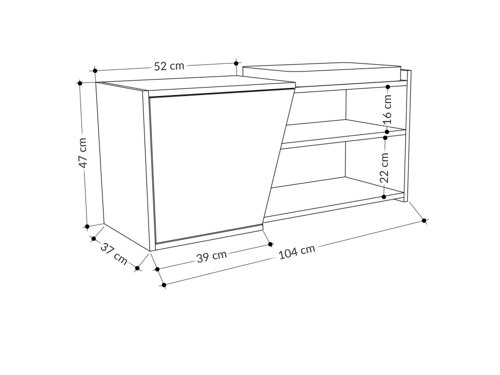 Fiona" wooden shoe cabinet - 104 x 37...