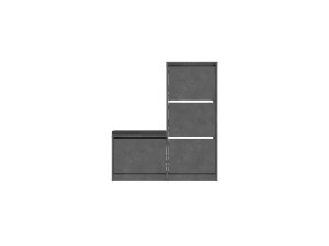 Shoe cabinet with wooden seat "Dude" - 105 x 26 x 118 cm - Grey