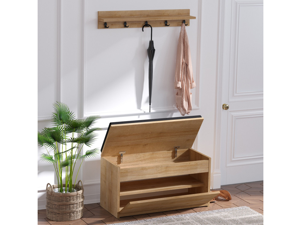 Boby" wooden shoe cabinet with bench...