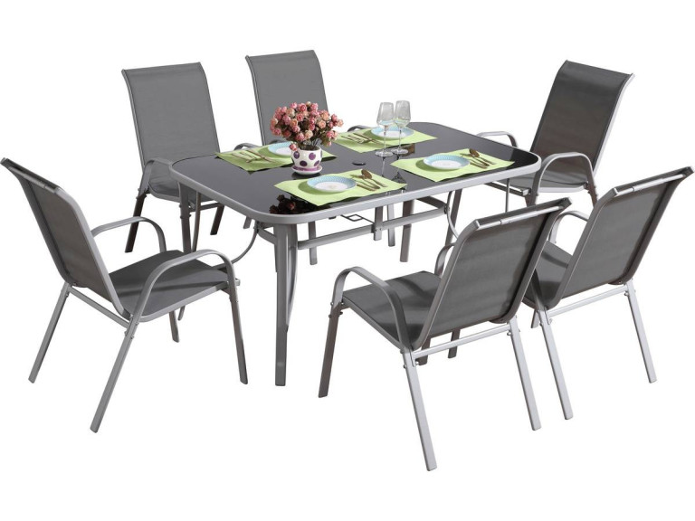Textilene garden furniture "cordoba + Porto" 6 people light gray