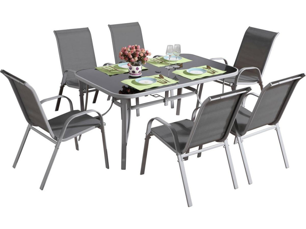 Textilene garden furniture "cordoba + Porto" 6 people light gray