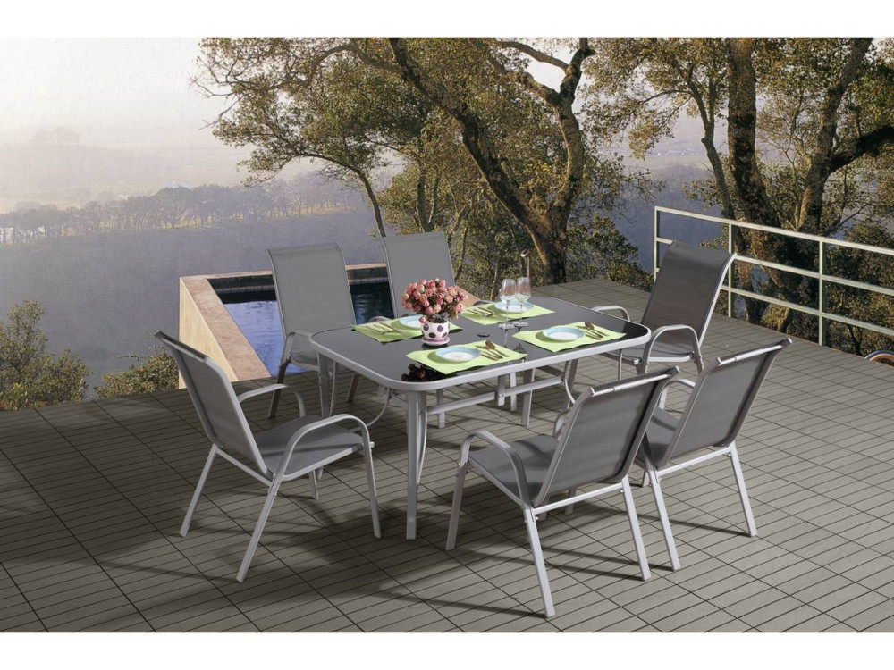 Textilene garden furniture "cordoba + Porto" 6 people light gray