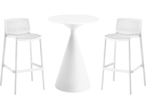 Néora" high stacking bistro table and chairs - 2 seater - White