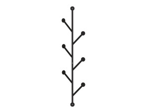 Ponpon" metal wall coat rack - 22 x 5 x 94 cm - Black