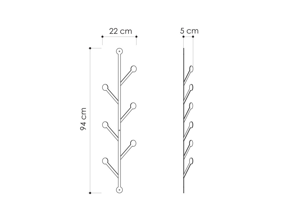 Ponpon" metal wall coat rack - 22 x 5...