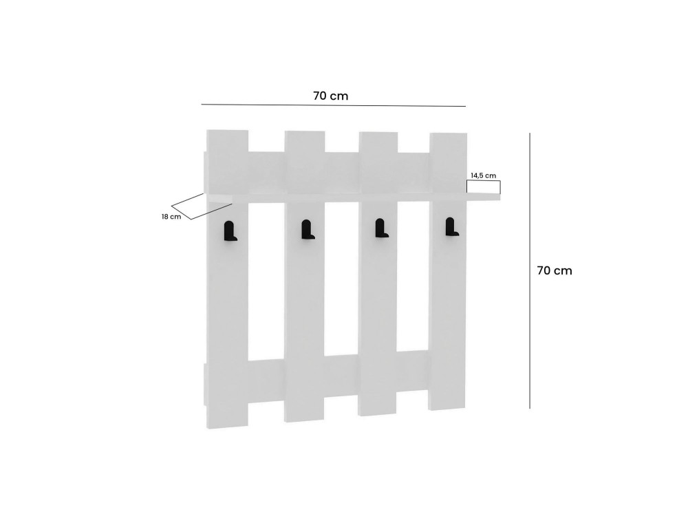 Carina" wooden wall coat rack - 70 x...