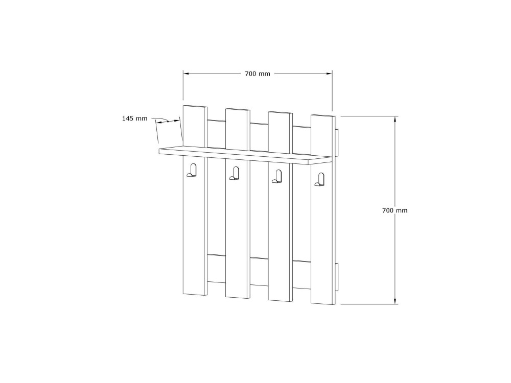 Carina" wooden wall coat rack - 70 x...