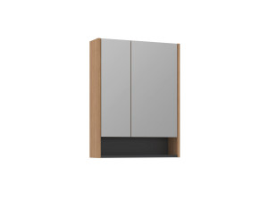 "Ricato 60" Bathroom Cabinet with Mirror - 60 x 16 x 78 cm - Walnut