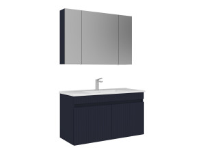 "Tivoli 100" Vanity Set with Mirror (2-Piece) - 100 x 45 x 57 cm - Matte Navy Blue