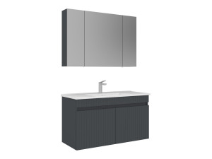 "Tivoli 100" Vanity Set with Mirror (2-Piece) - 100 x 45 x 66 cm - Matte Anthracite