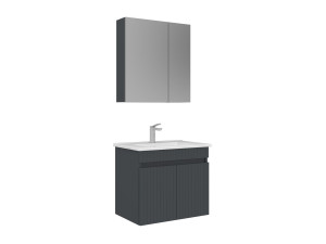 "Tivoli 65" Vanity Set with Mirror (2-Piece) - 65 x 45 x 57 cm - Matte Anthracite