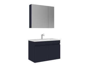 "Tivoli 85" Vanity Set with Mirror (2-Piece) - 85 x 45 x 57 cm - Matte Navy Blue