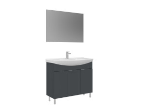 "Purus 100" Vanity Set with Mirror (2-Piece) - 100 x 50 x 83 cm - Matte Anthracite