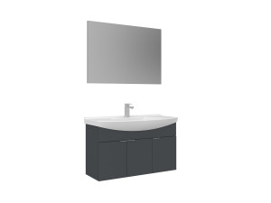 "Purus 100" Vanity Set with Mirror (2-Piece) - 100 x 50 x 58 cm - Matte Anthracite
