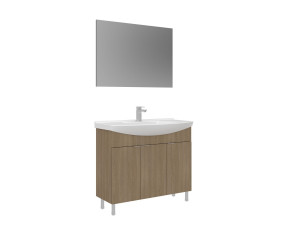 "Purus 100" Vanity Set with Mirror (2-Piece) - 100 x 50 x 83 cm - Oak
