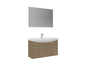 "Purus 100" Vanity Set with Mirror (2-Piece) - 100 x 50 x 58 cm - Oak