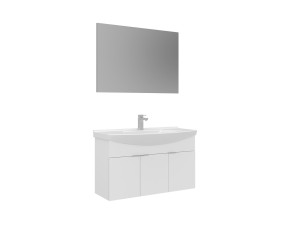 "Purus 100" Vanity Set with Mirror (2-Piece) - 100 x 50 x 58 cm - White