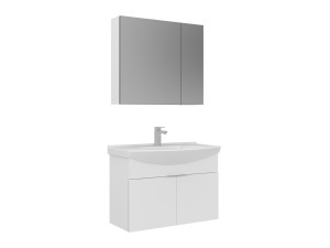"Purus 80" Vanity Set with Mirror (2-Piece) - 80 x 50 x 58 cm - White