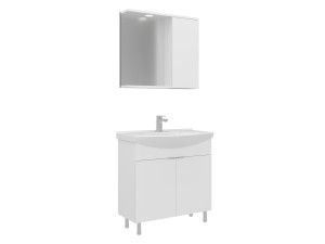 "Purus 80" Vanity Set with Mirror (2-Piece) - 80 x 50 x 83 cm - White