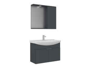 "Purus 80" Vanity Set with Mirror (2-Piece) - 80 x 50 x 58 cm - Matte Anthracite