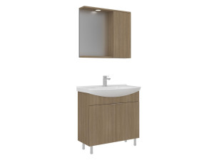 "Purus 80" Vanity Set with Mirror (2-Piece) - 80 x 50 x 83 cm - Oak