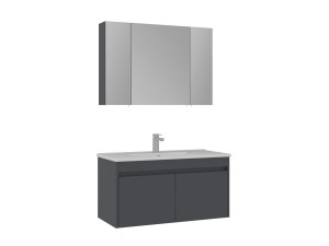 "Side 100 v3" Vanity Set with Mirror (2-Piece) - 100 x 45 x 52 cm - Matte Anthracite