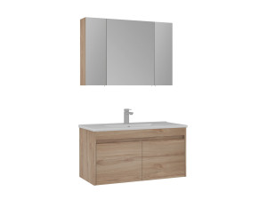 "Side 100 v3" Vanity Set with Mirror (2-Piece) - 100 x 45 x 52 cm - Oak