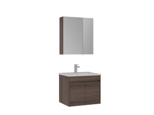 "Side 65 v2" Vanity Set with Mirror (2-Piece) - 65 x 45 x 52 cm - Walnut