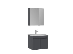 "Side 65 v2" Vanity Set with Mirror (2-Piece) - 65 x 45 x 52 cm - Matte Anthracite