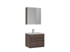 "Side 65 v2" Vanity Set with Mirror (2-Piece) - 65 x 45 x 52 cm - Walnut