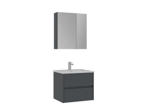 "Side 65 v2" Vanity Set with Mirror (2-Piece) - 65 x 45 x 52 cm - Matte Anthracite