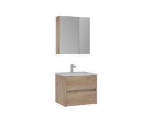 "Side 65 v2" Vanity Set with Mirror (2-Piece) - 65 x 45 x 52 cm - Oak