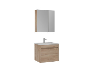 "Side 65 v2" Vanity Set with Mirror (2-Piece) - 65 x 45 x 52 cm - Oak