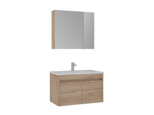 "Side 85 v2" Vanity Set with Mirror (2-Piece) - 85 x 45 x 52 cm - Oak