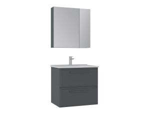 "Nuvola 65 v2" Vanity Set with Mirror (2-Piece) - 65 x 50 x 62 cm - Anthracite