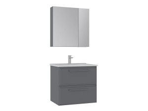 "Nuvola 65 v2" Vanity Set with Mirror (2-Piece) - 65 x 50 x 62 cm - Gray