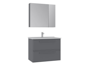 "Nuvola 80 v2" Vanity Set with Mirror (2-Piece) - 80 x 50 x 62 cm - Grey