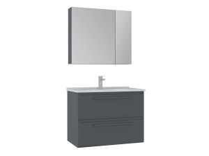 "Nuvola 80 v2" Vanity Set with Mirror (2-Piece) - 80 x 50 x 62 cm - Anthracite