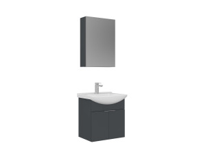 "Purus 55" Vanity Set with Mirror (2-Piece) - 55 x 50 x 58 cm - Matte Anthracite